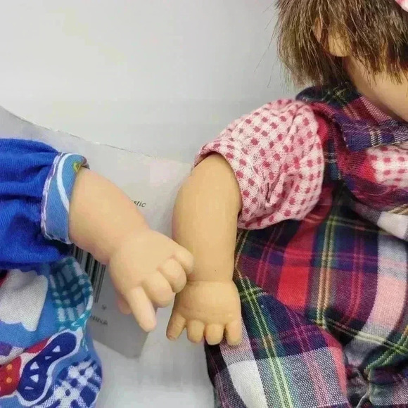 Vintage Lot of Two Palm Pals Bean Bag Kid Boy and Girl Pink Blue Outfit With Tag - Picture 6 of 14